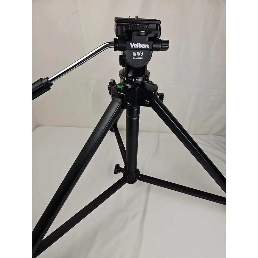 Velbon Camera Tripod PH-368 Pan Head w/ Quick Release Plate & Carry Case